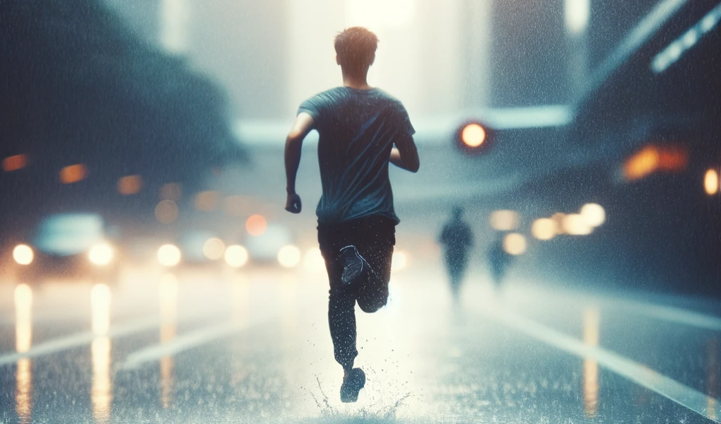 A-serene-image-of-a-person-running-joyfully-in-the-rain-symbolizing-the-beauty-of-simple-spontaneous-moments.-The-focus-is-on-the-individual-captur.