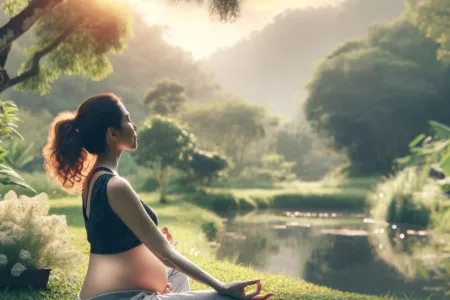 Imagen de yoga prenatal, Imagen de respiración y meditación