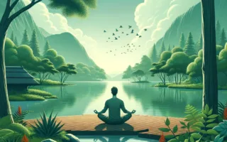 Persona practicando meditación mindfulness al aire libre